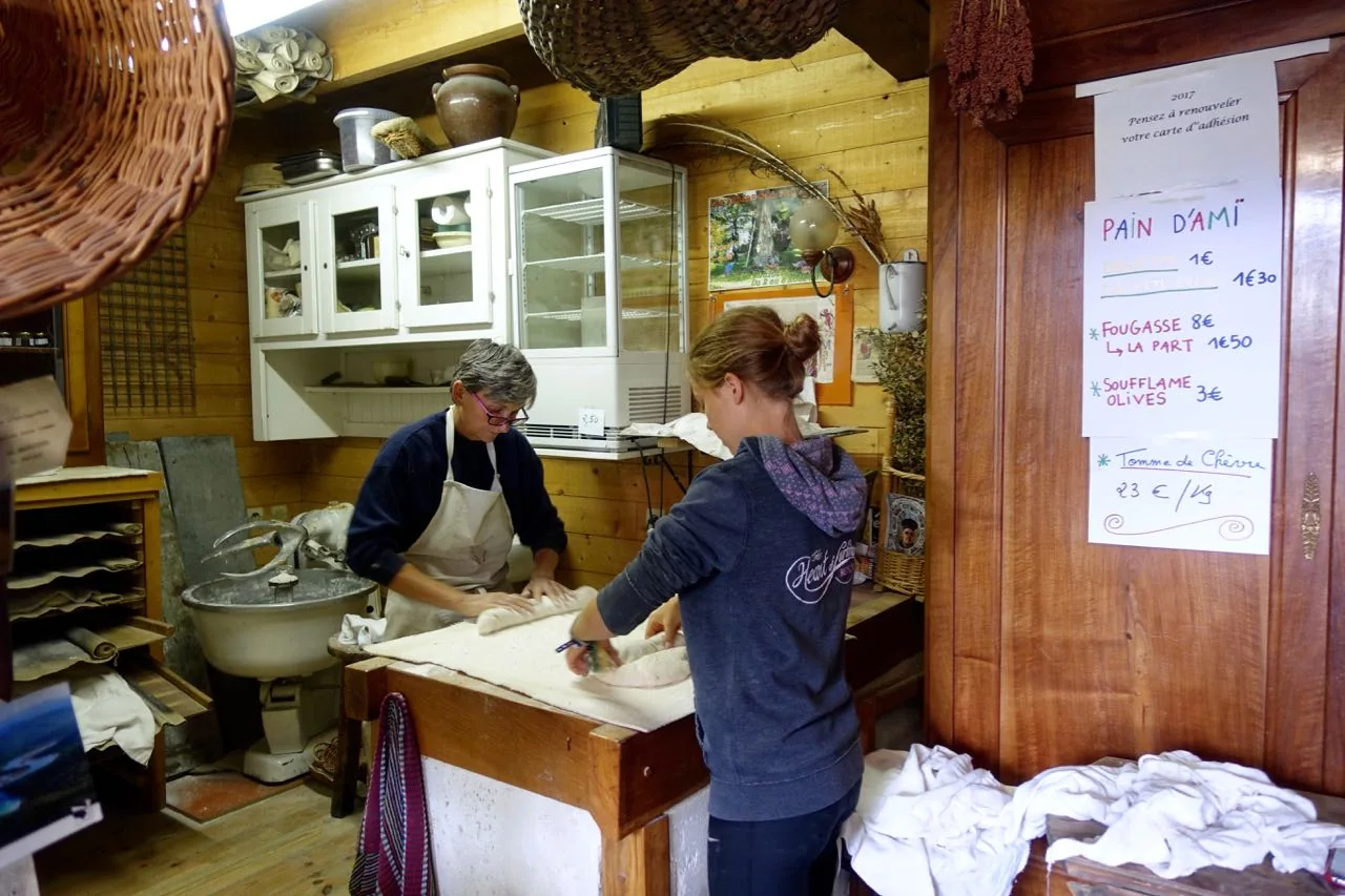 baking bread, wwoofing in France