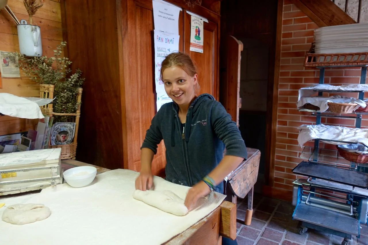 baking bread, wwoofing in France