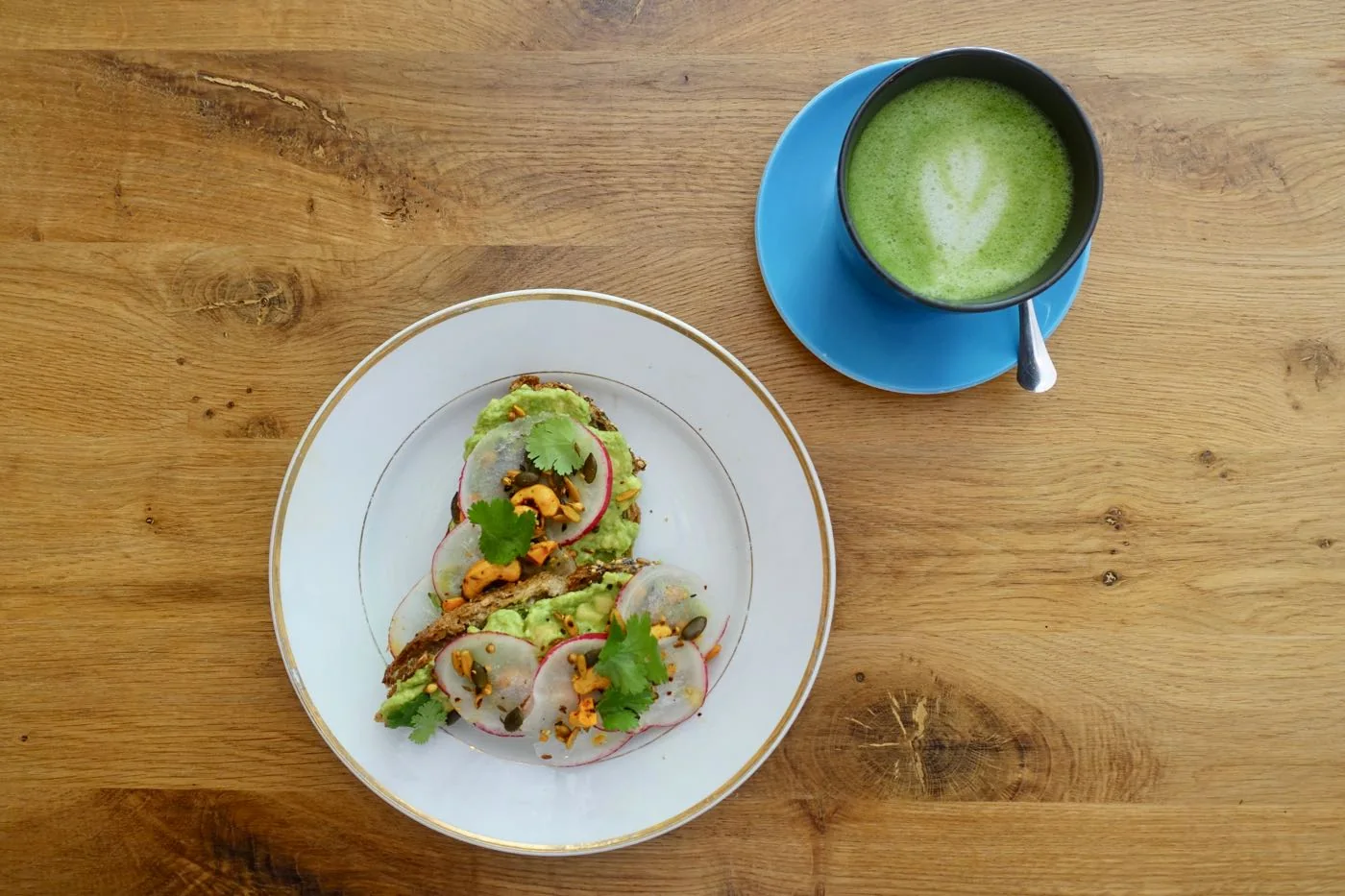 Avocado Toast and Matcha Latte at La Colectiva, Madrid