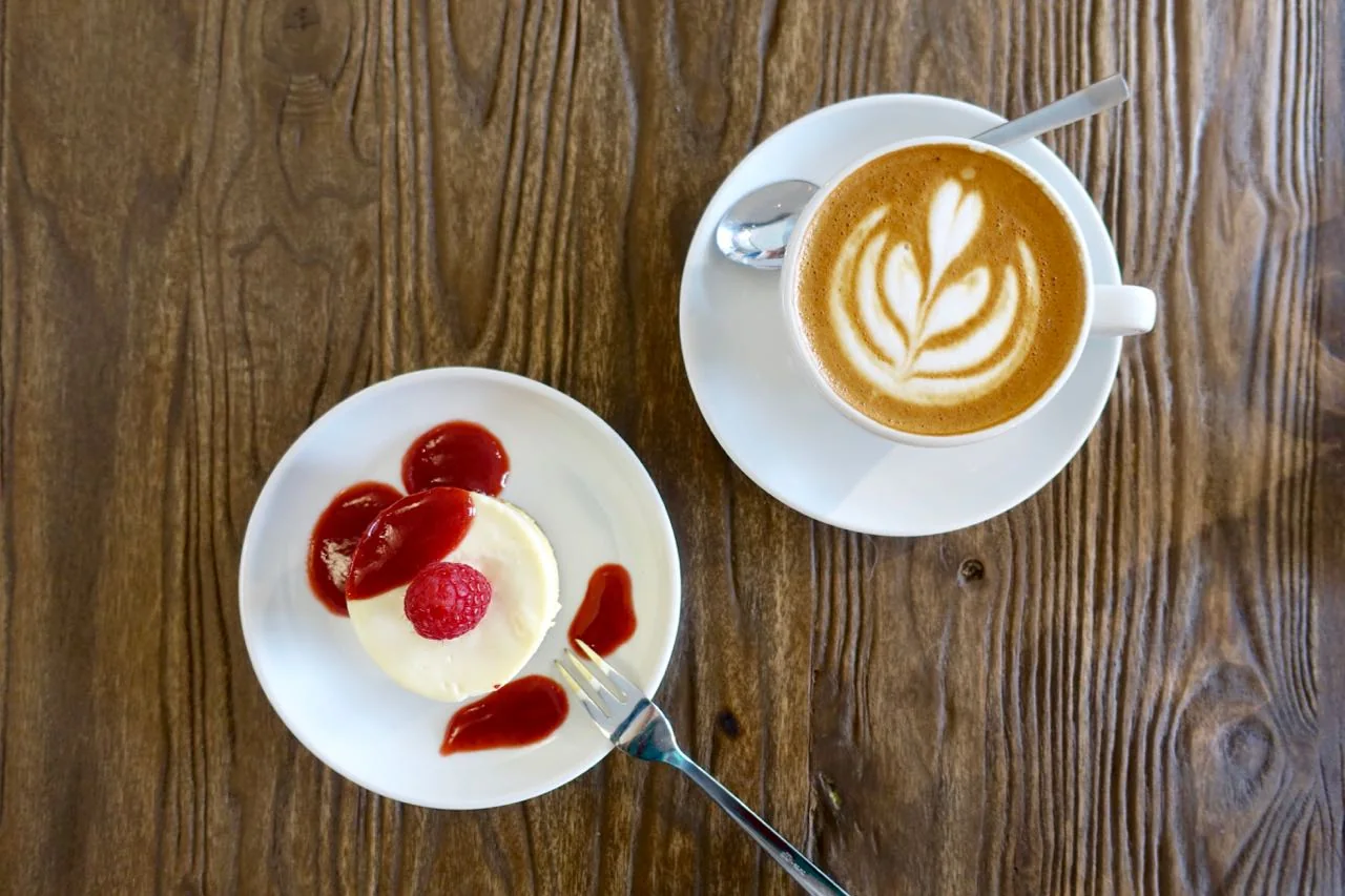 Flat White and Cheesecake at Nord Coast Coffee Roastery