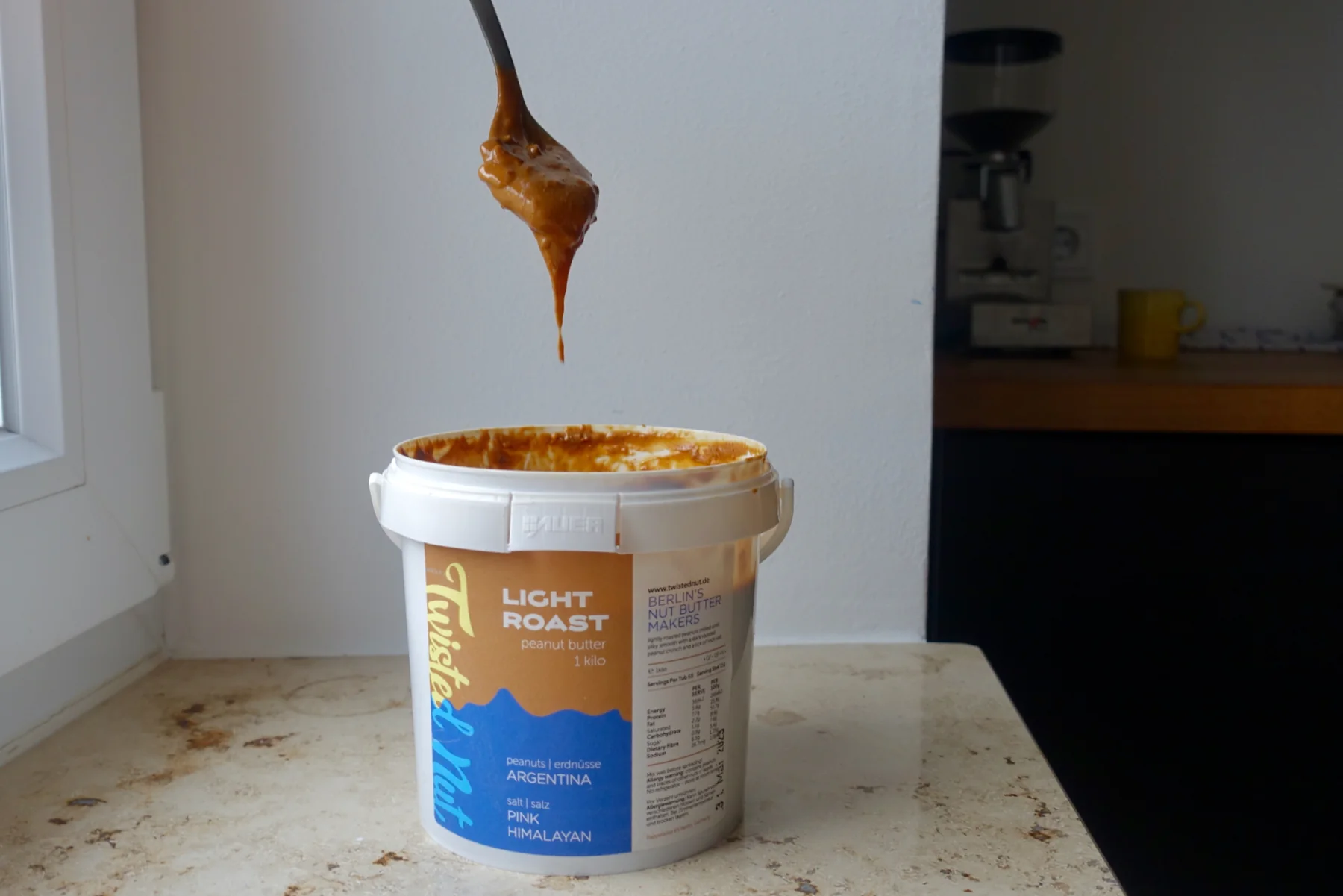 a spoon of light roast twisted nut peanut butter