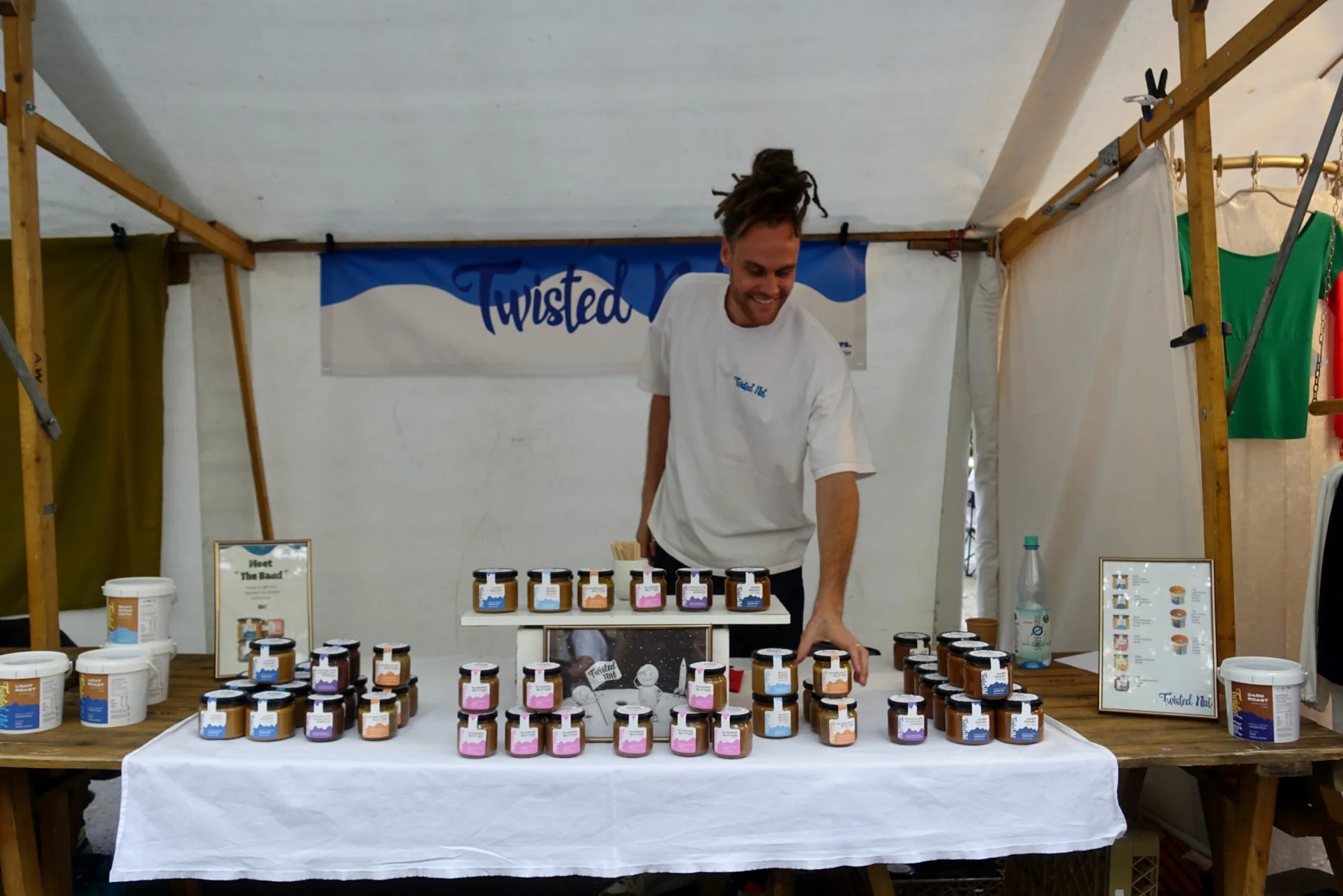Corby, the founder of Twisted Nut Butter, at Kollwitzmarket