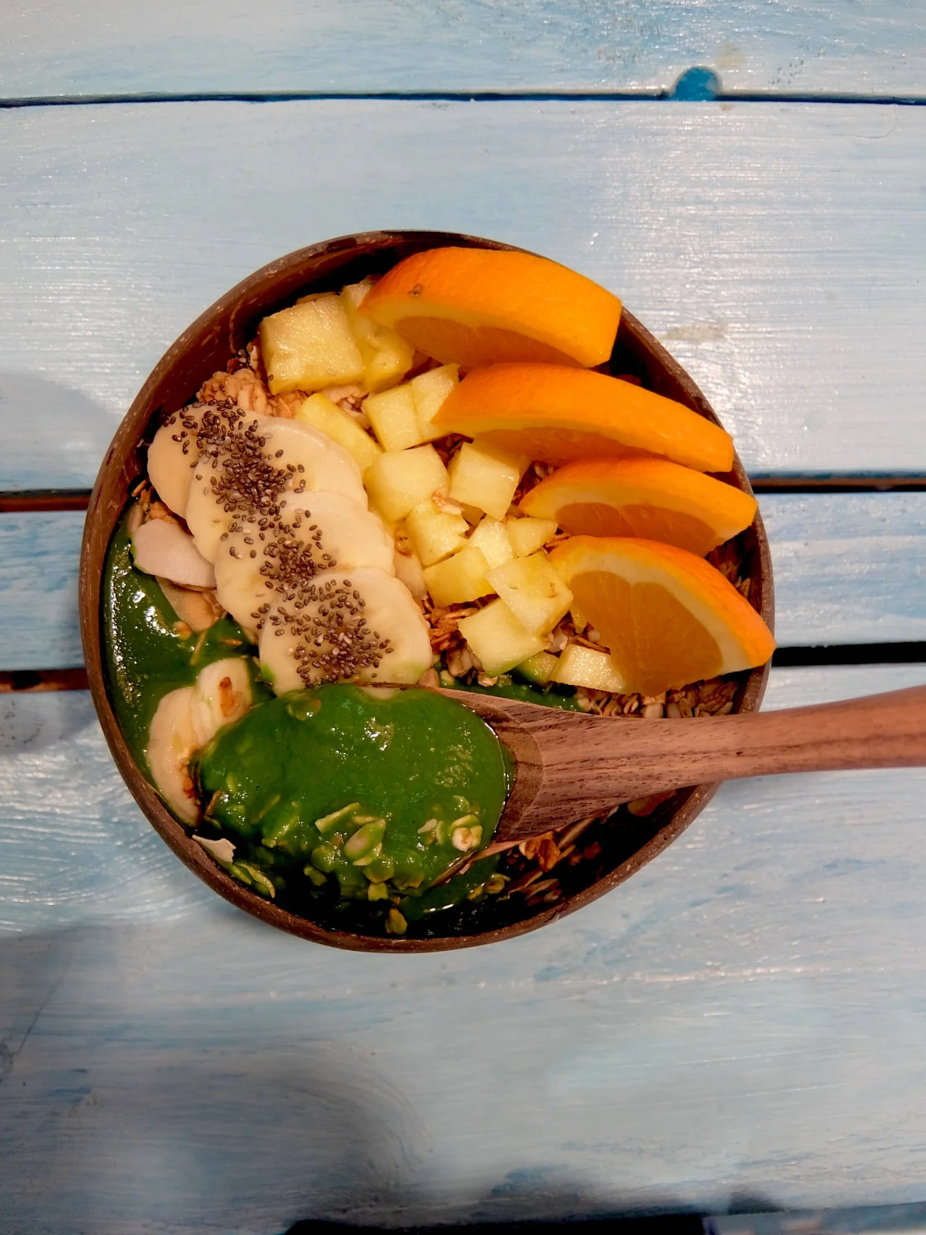 green smoothie bowl at Ombak Bagus Bowls