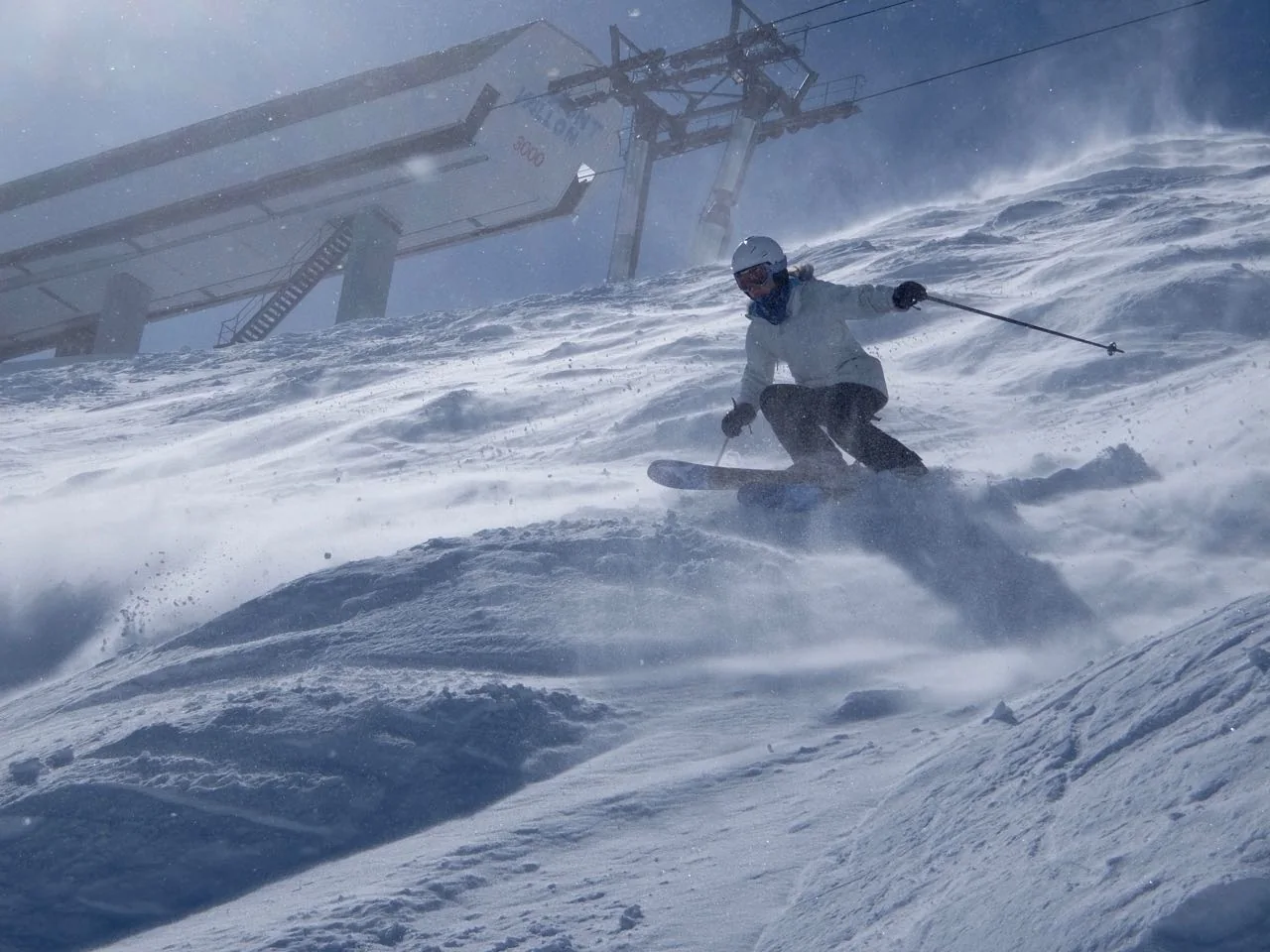 Anouk skiing moguls in Les 3 Vallées