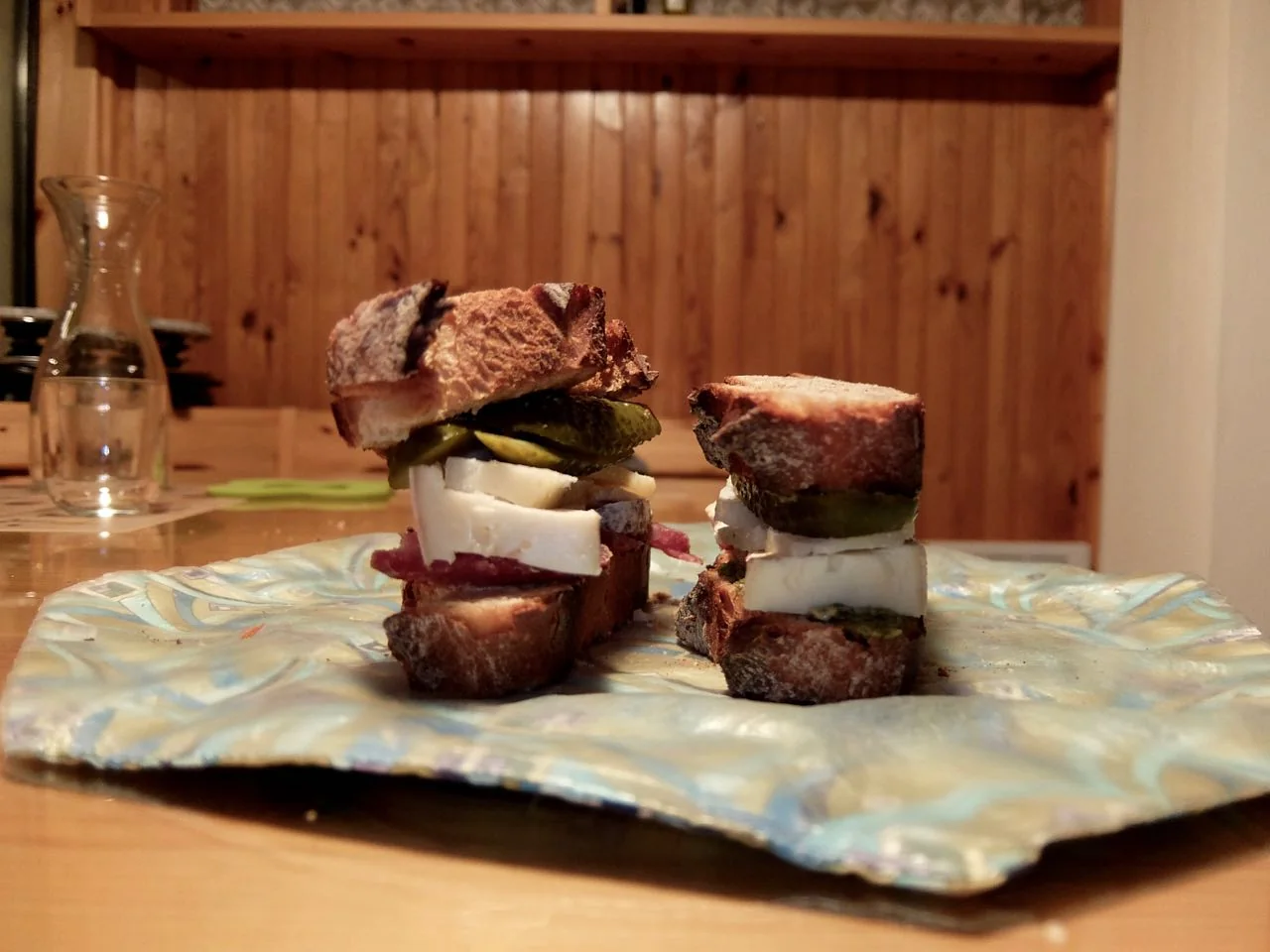 Preparing packed lunches for a day of skiing