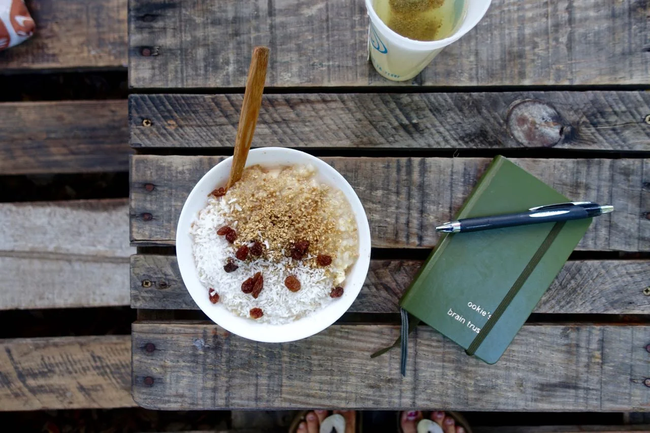 breakfast rice porridge, tea