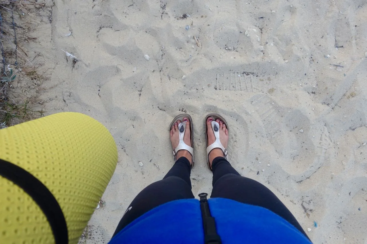 sunset yoga at beach